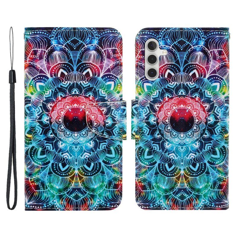 Folio Deksel Til Samsung Galaxy A54 5G Med Kjede Strappy Mandala