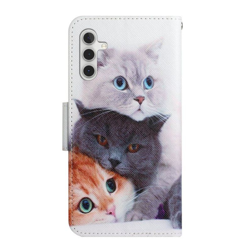 Folio Deksel Til Samsung Galaxy A54 5G Tales Of Cats With Lanyard