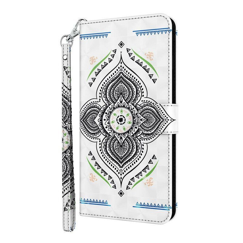 Folio Deksel Til Samsung Galaxy M12 / A12 Light Spots Mandala Med Snor