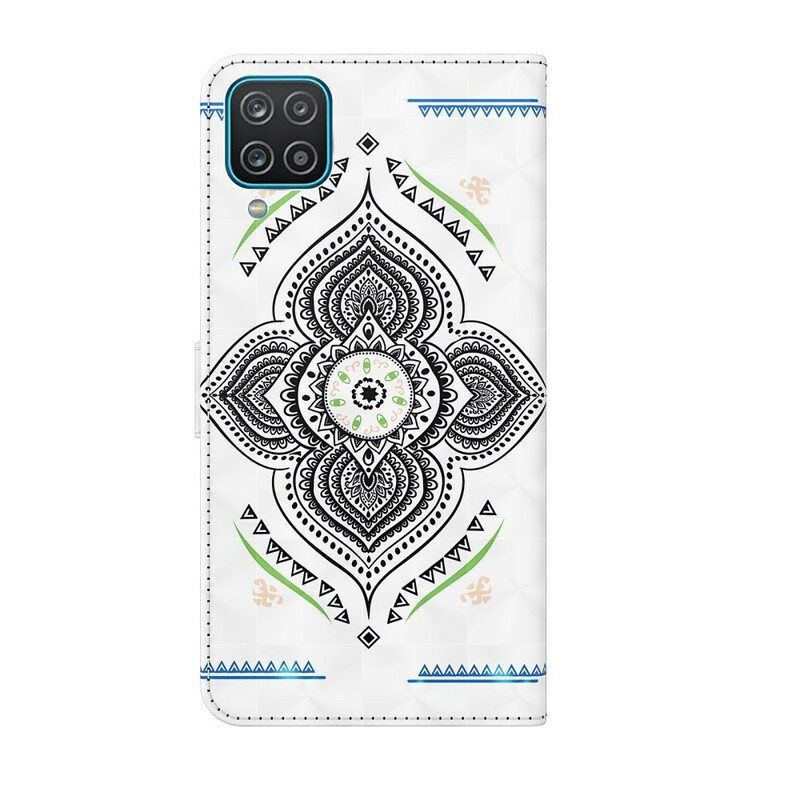 Folio Deksel Til Samsung Galaxy M12 / A12 Light Spots Mandala Med Snor