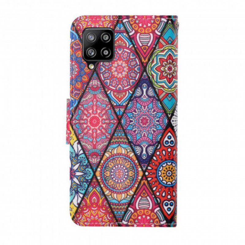 Folio Deksel Til Samsung Galaxy M12 / A12 Patchwork Med Snor