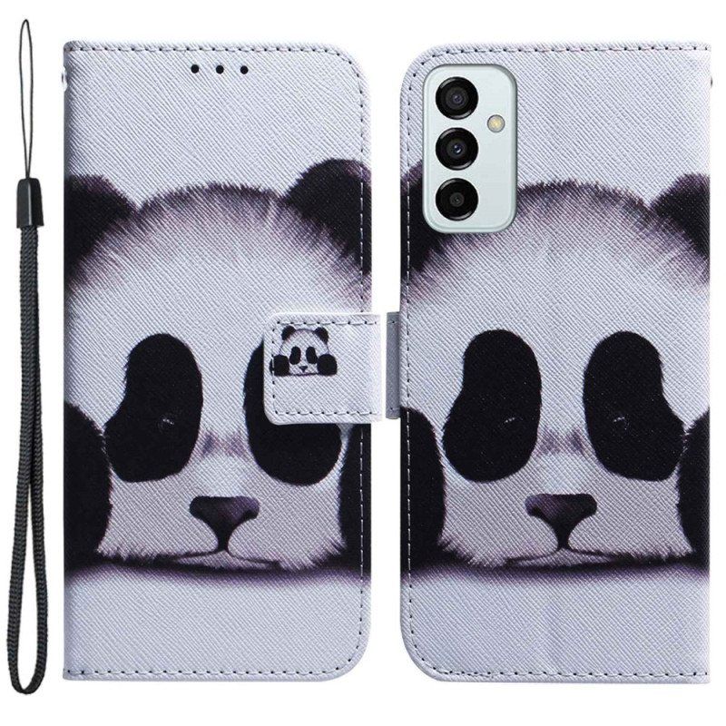 Folio Deksel Til Samsung Galaxy M13 Med Kjede Strappy Panda