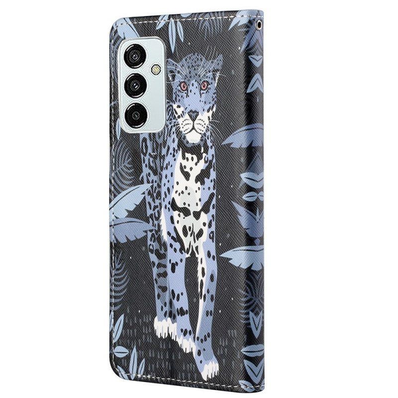 Folio Deksel Til Samsung Galaxy M23 5G Med Kjede Strappy Leopard