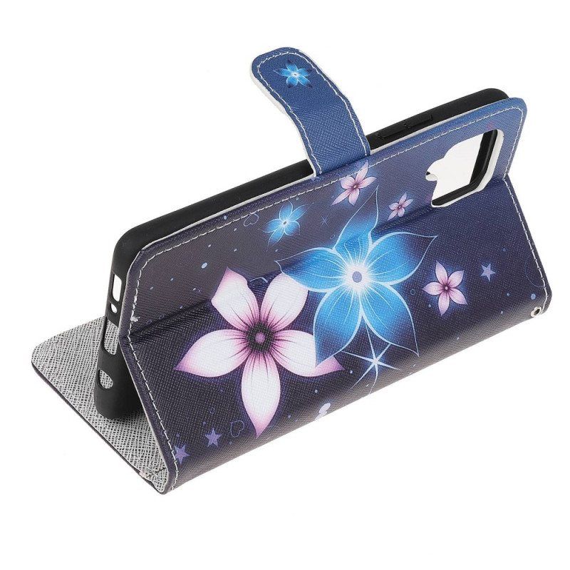 Folio Deksel Til Samsung Galaxy M53 5G Med Kjede Lunar Strap Blomster