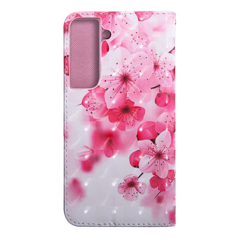 Folio Deksel Til Samsung Galaxy S22 5G Rosa Blomster