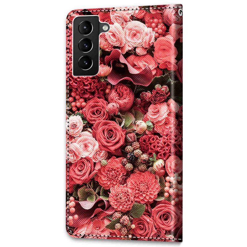 Folio Deksel Til Samsung Galaxy S22 Plus 5G Blomsterromantikk