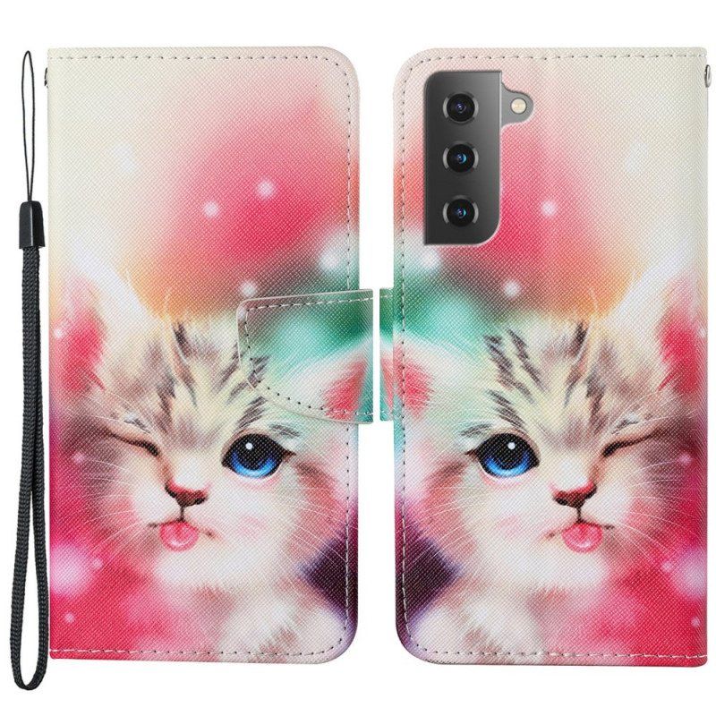 Folio Deksel Til Samsung Galaxy S22 Plus 5G Royal Cat Med Snor