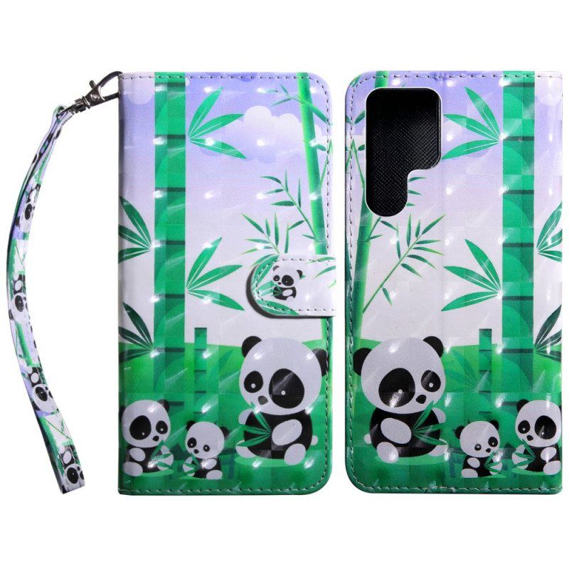 Folio Deksel Til Samsung Galaxy S22 Ultra 5G Panda Familie