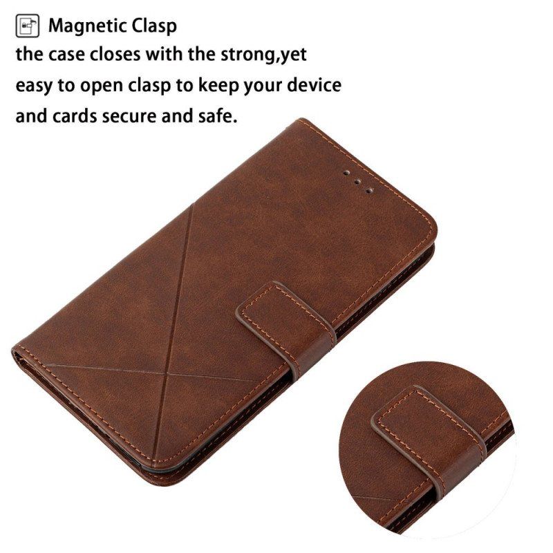 Folio Deksel Til Samsung Galaxy S22 Ultra 5G X Design Geo Leather Style