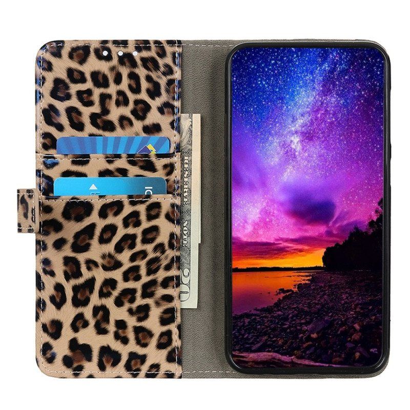 Folio Deksel Til Samsung Galaxy S23 5G Leopardhudeffekt