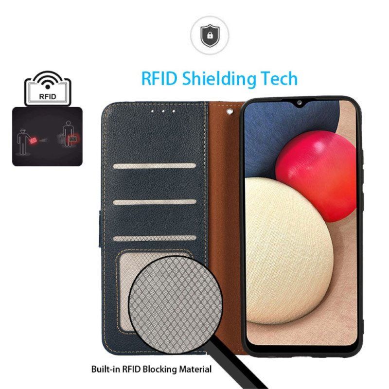 Folio Deksel Til Samsung Galaxy S23 5G Litchi Stil Rfid Khazneh