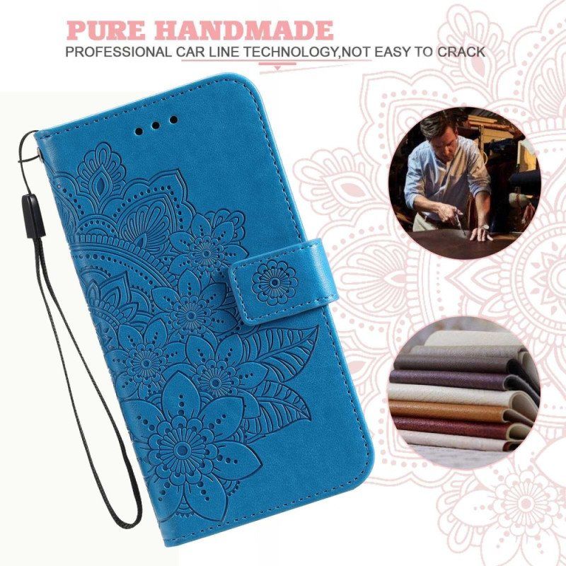 Folio Deksel Til Samsung Galaxy S23 Plus 5G Med Kjede Strappy Mandala