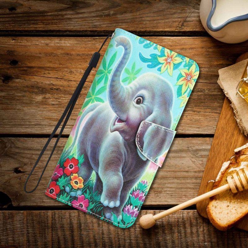 Folio Deksel Til Samsung Galaxy S23 Plus 5G Med Kjede Thong Elephant