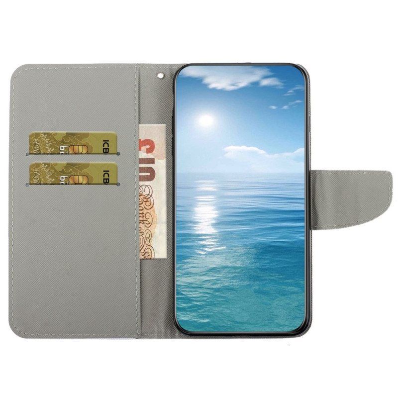 Folio Deksel Til Samsung Galaxy S23 Ultra 5G Med Kjede Strappy Patchwork