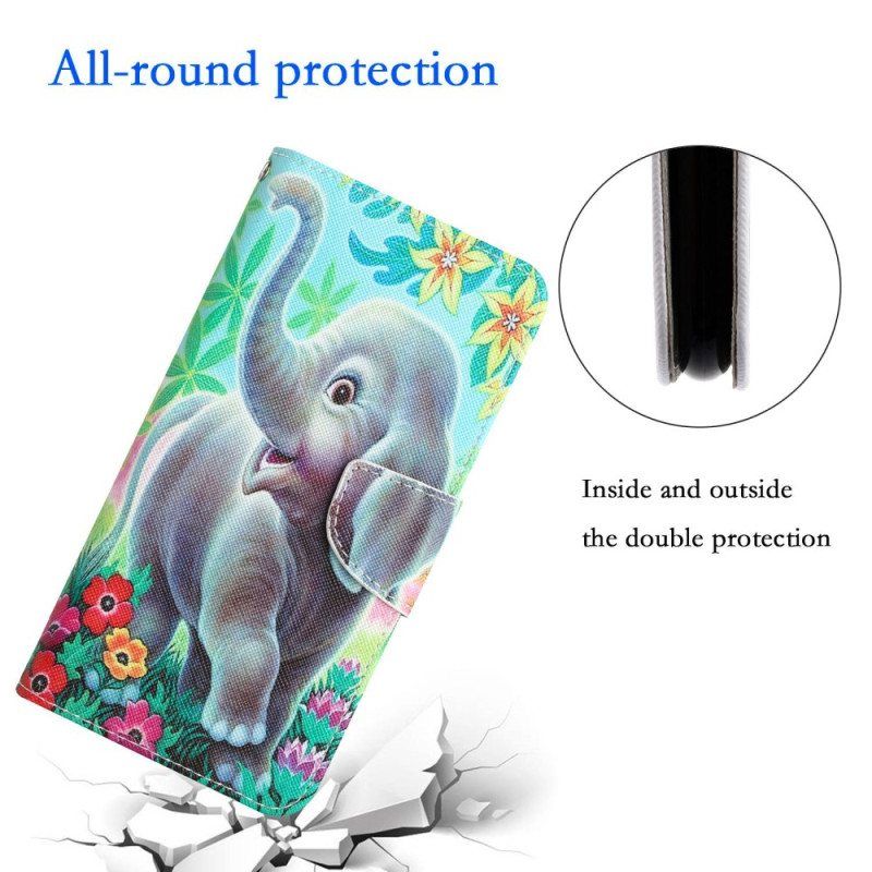 Folio Deksel Til Samsung Galaxy S23 Ultra 5G Med Kjede Thong Elephant