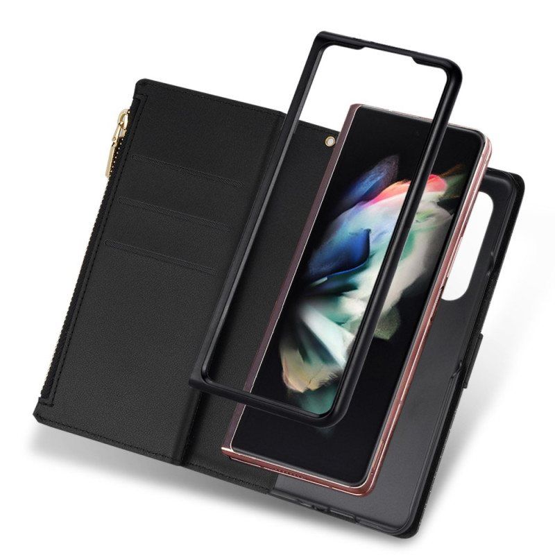 Folio Deksel Til Samsung Galaxy Z Fold 4 Ultra Paljetter Med Stropp