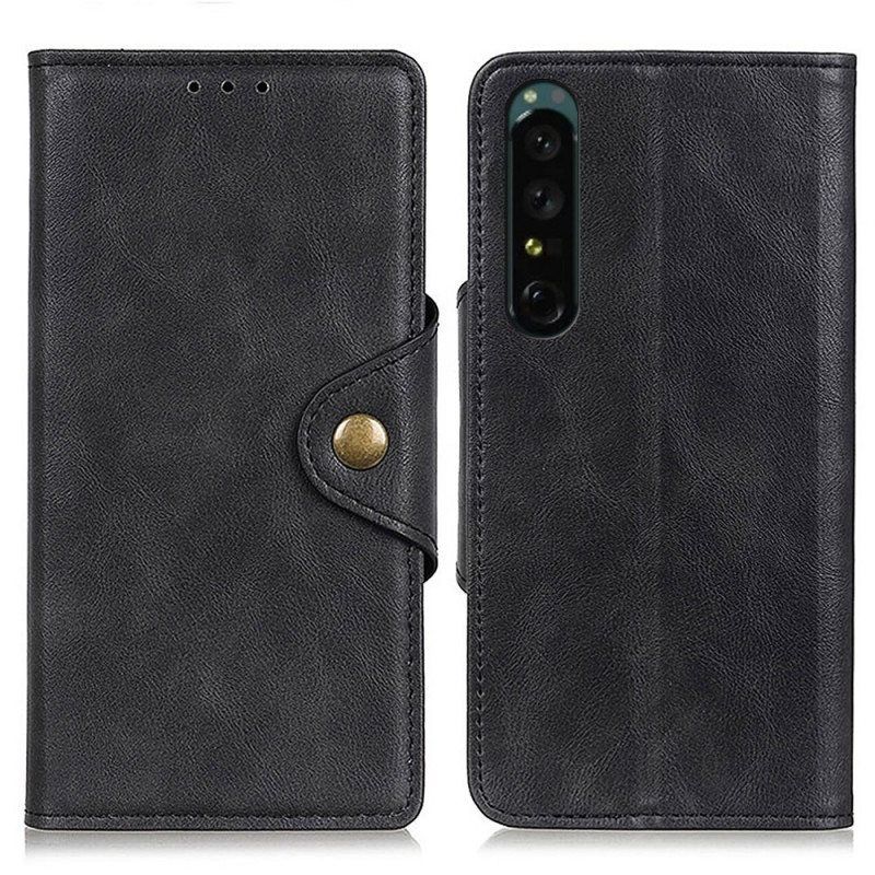 Folio Deksel Til Sony Xperia 1 IV Imitert Skinnknapp