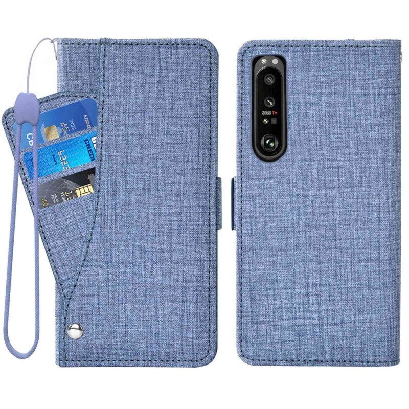 Folio Deksel Til Sony Xperia 1 IV Jeans Med Roterende Kortholder