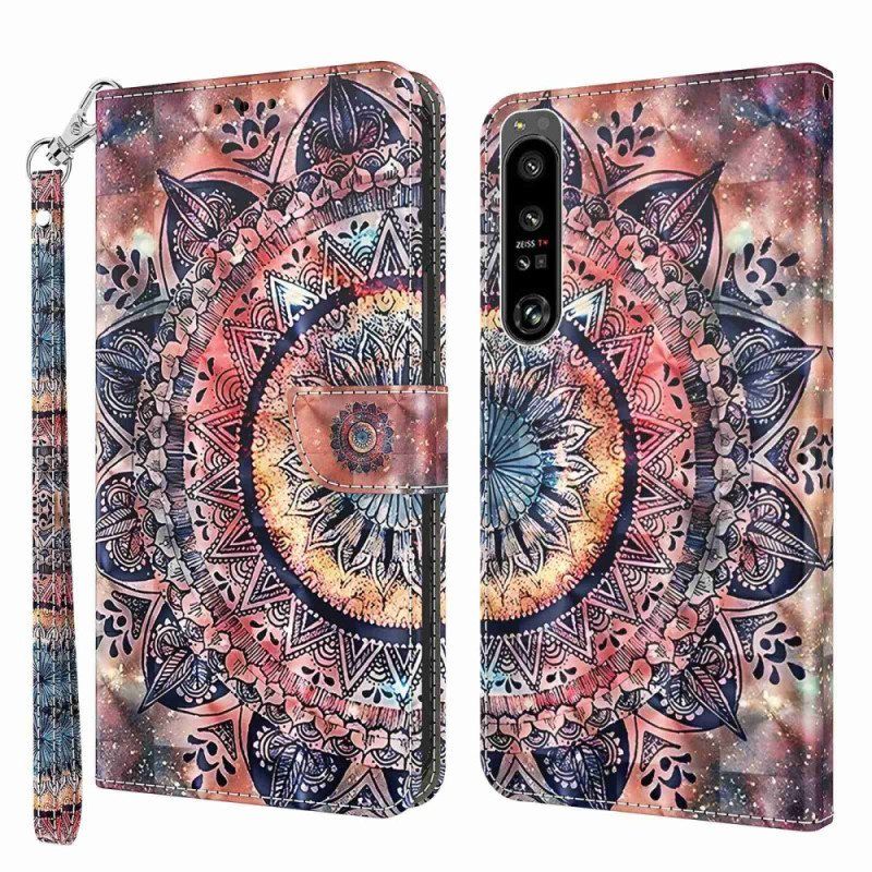 Folio Deksel Til Sony Xperia 1 IV Med Kjede Fargerik Strappy Mandala