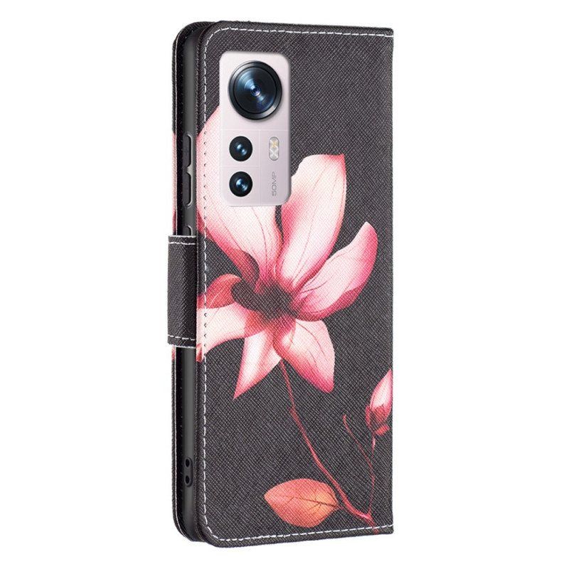 Folio Deksel Til Xiaomi 12 / 12X Rosa Blomst