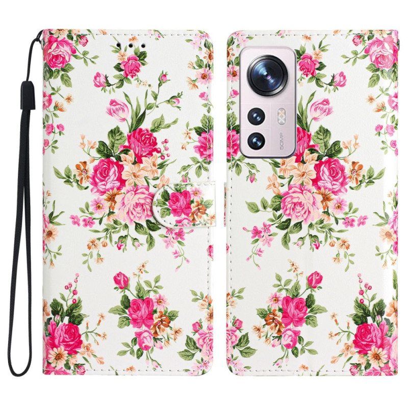 Folio Deksel Til Xiaomi 12 Lite Med Kjede Stropp Liberty Flowers