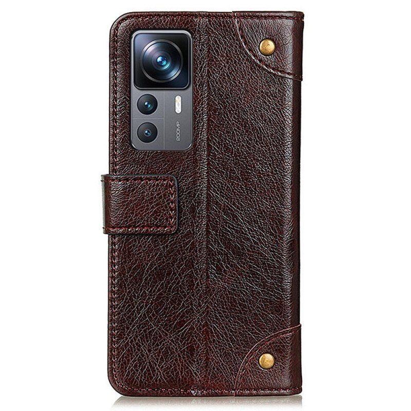 Folio Deksel Til Xiaomi 12T / 12T Pro Stil Nappa Leather Vintage Nagler