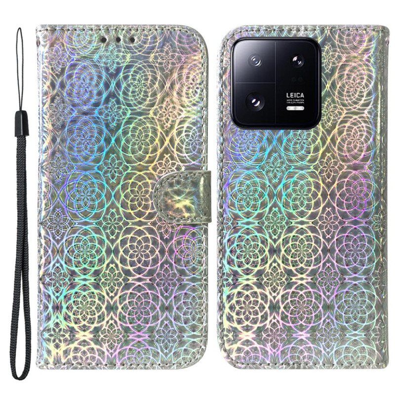 Folio Deksel Til Xiaomi 13 Pro Med Kjede Strappy Disco Style