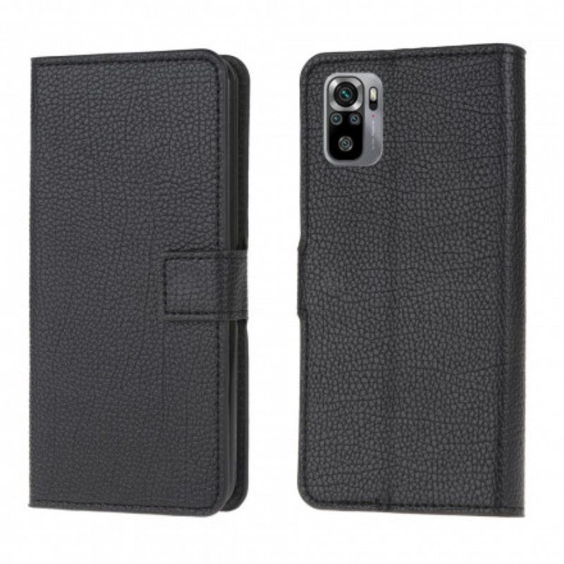 Folio Deksel Til Xiaomi Redmi Note 10 / 10S Litchi Grain Leather Effect