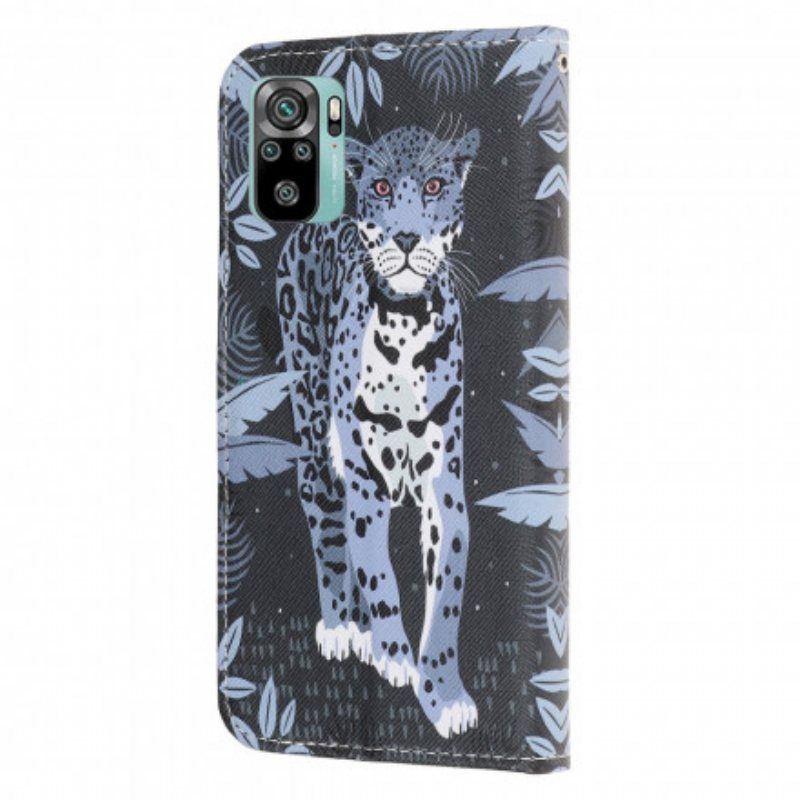 Folio Deksel Til Xiaomi Redmi Note 10 / 10S Med Kjede Strappy Leopard