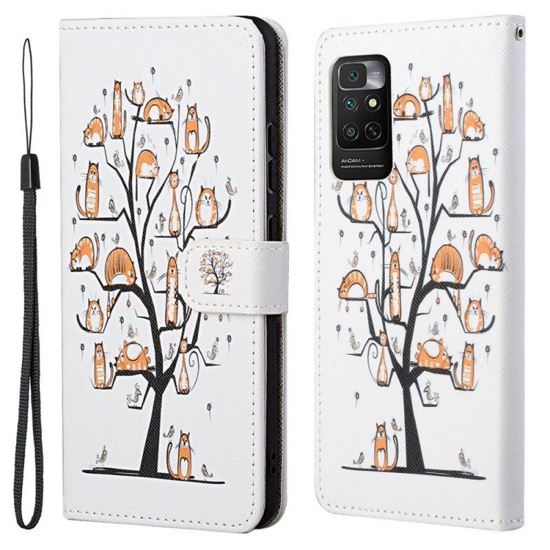 Folio Deksel Til Xiaomi Redmi Note 11 / 11S Med Kjede Funky Cats Med Stropp