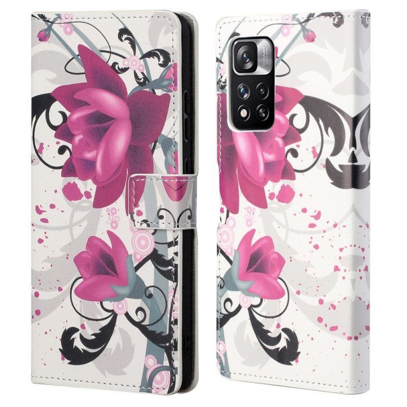 Folio Deksel Til Xiaomi Redmi Note 11 Pro / 11 Pro 5G Tropiske Blomster