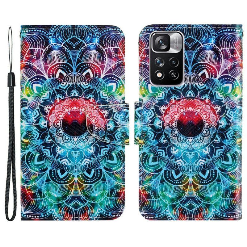 Folio Deksel Til Xiaomi Redmi Note 11 Pro Plus 5G Med Kjede Prangende Strappy Mandala