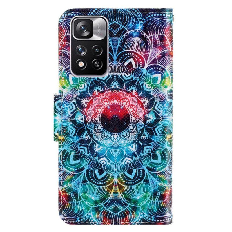 Folio Deksel Til Xiaomi Redmi Note 11 Pro Plus 5G Med Kjede Prangende Strappy Mandala