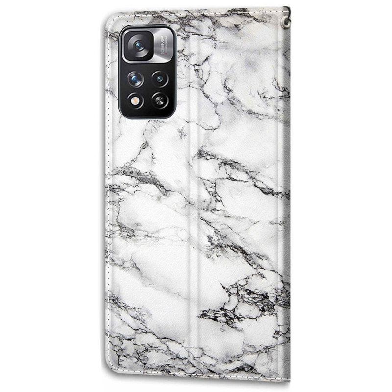 Folio Deksel Til Xiaomi Redmi Note 11 Pro Plus 5G Med Kjede Strappy Marble Elegance