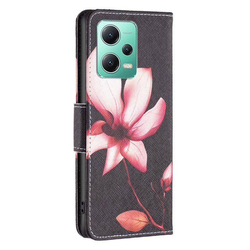 Folio Deksel Til Xiaomi Redmi Note 12 5G Rosa Blomst