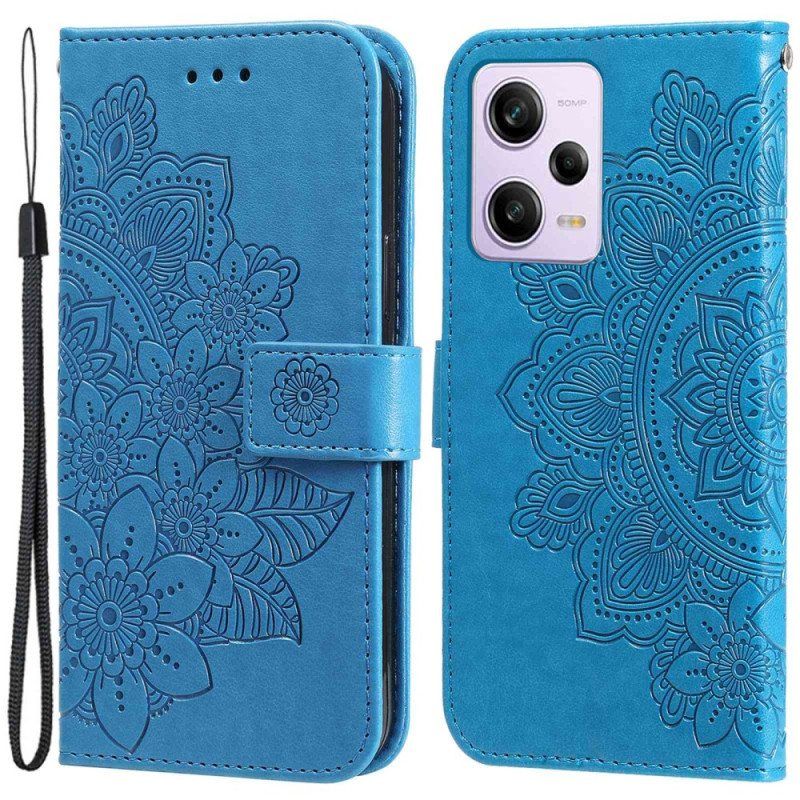 Folio Deksel Til Xiaomi Redmi Note 12 Pro Med Kjede Rem Blomst Mandala