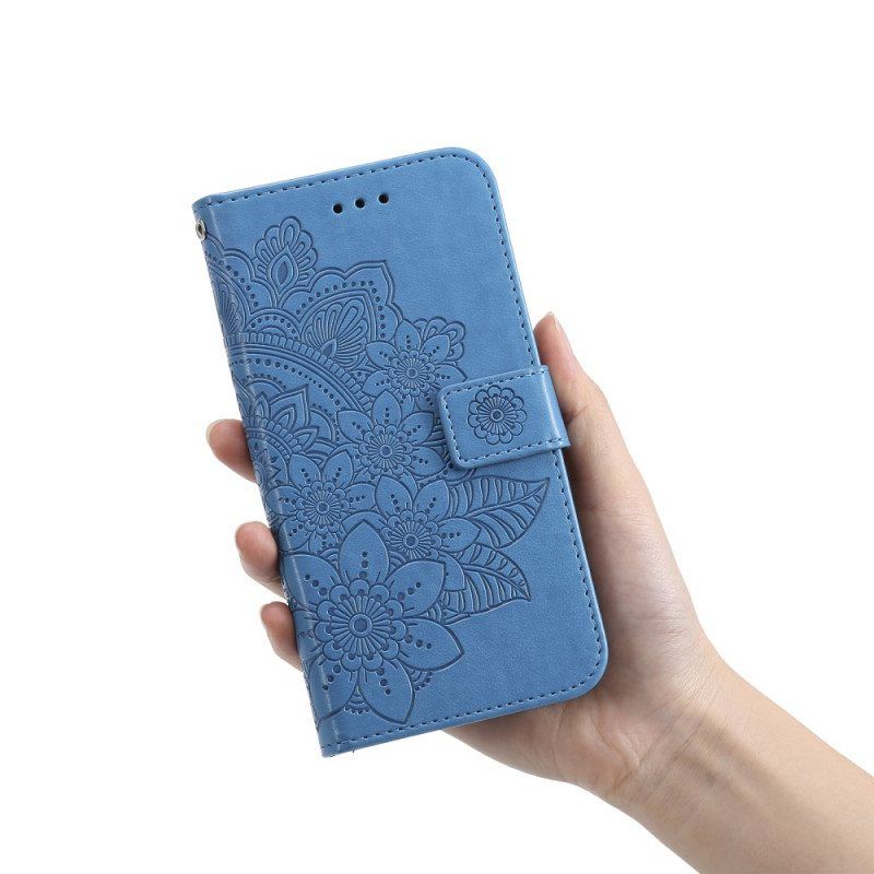 Folio Deksel Til Xiaomi Redmi Note 12 Pro Plus Med Kjede Rem Blomst Mandala