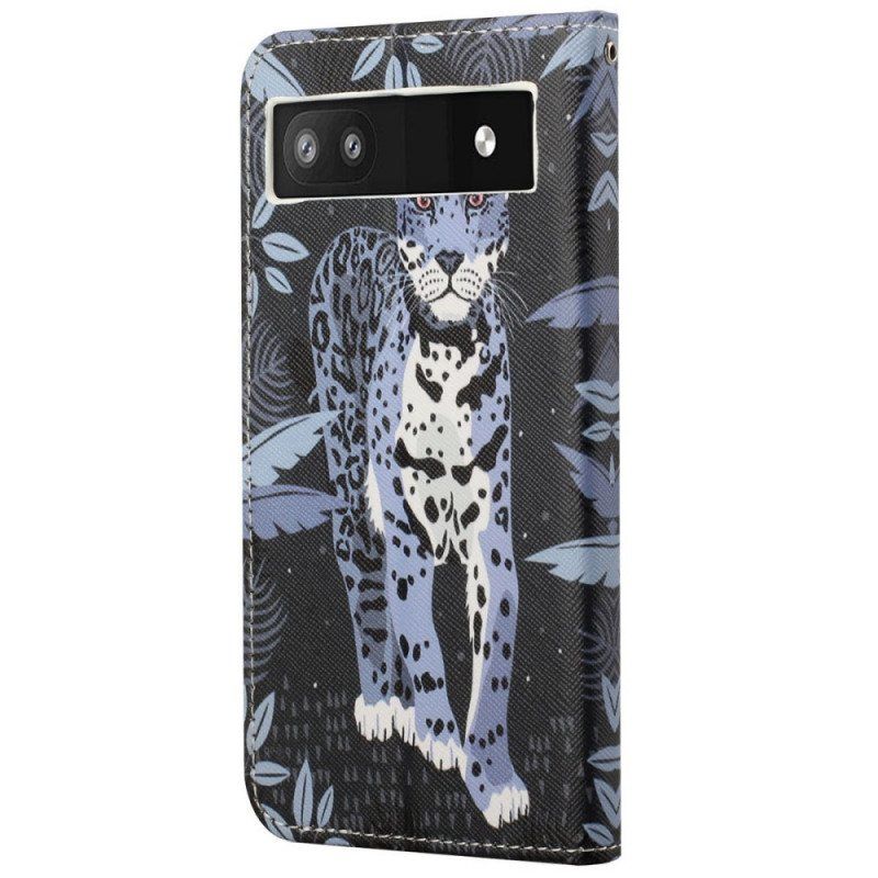 Lærdeksel Til Google Pixel 6A Med Kjede Strappy Leopard