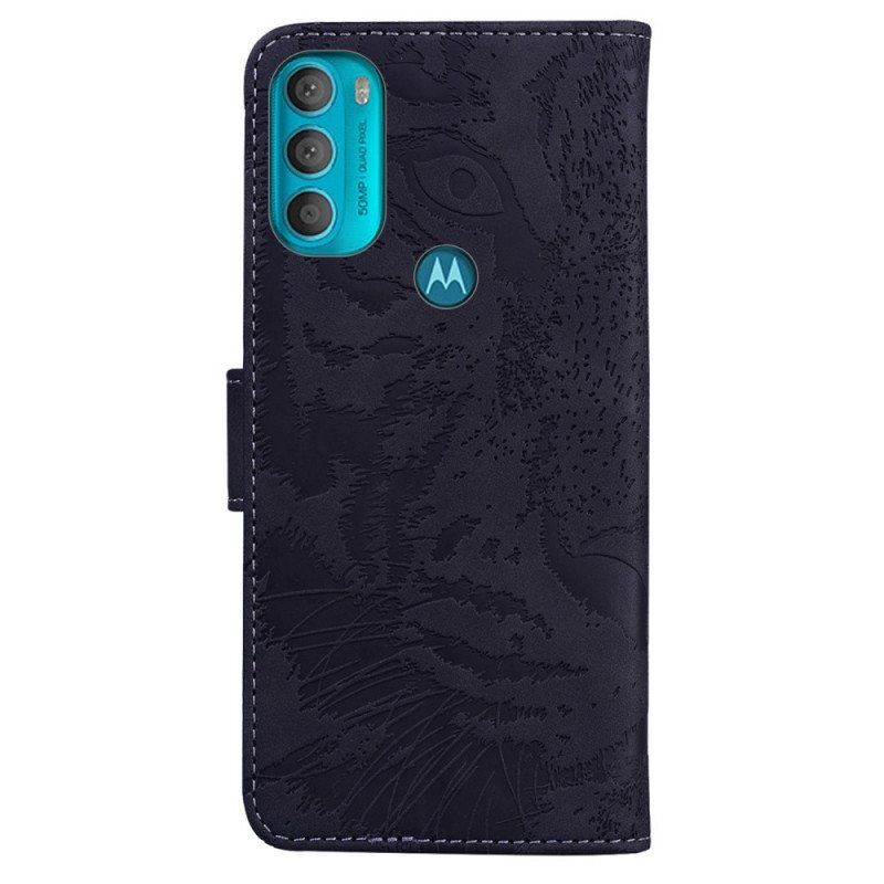 Lærdeksel Til Moto G71 5G Tiger Ansiktstrykk