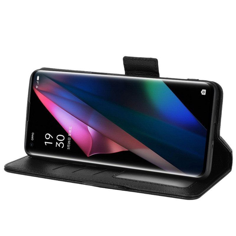 Lærdeksel Til Oppo Find X3 Pro Folio Deksel Flap Double Litchi Nye Farger