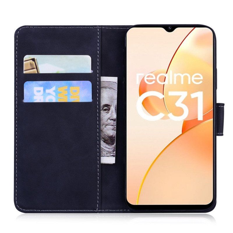 Lærdeksel Til Realme C35 Skin-touch Butterfly