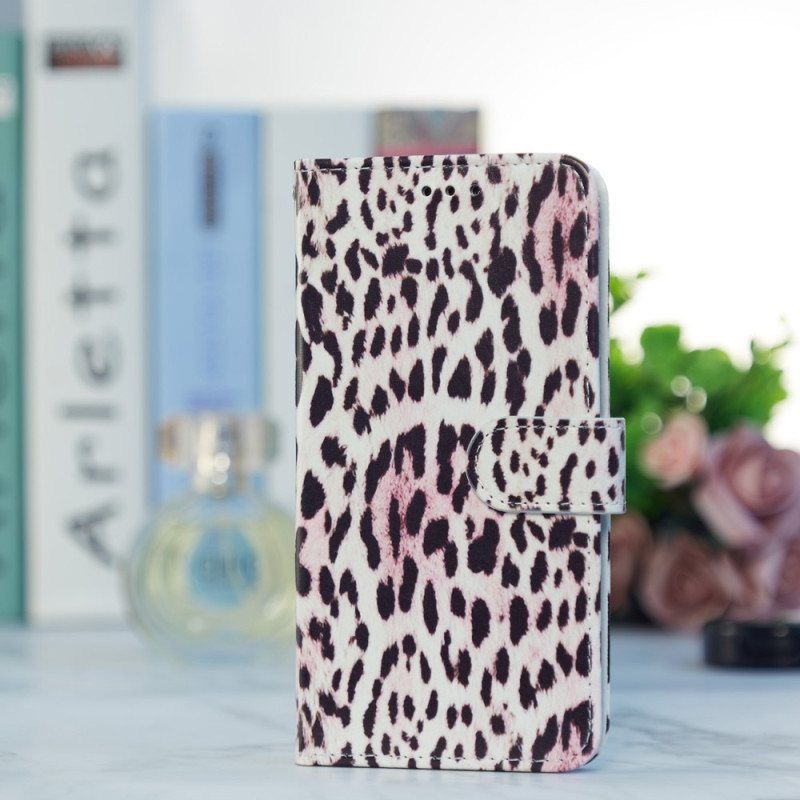 Lærdeksel Til Samsung Galaxy A54 5G Med Kjede Strappy Leopard Style