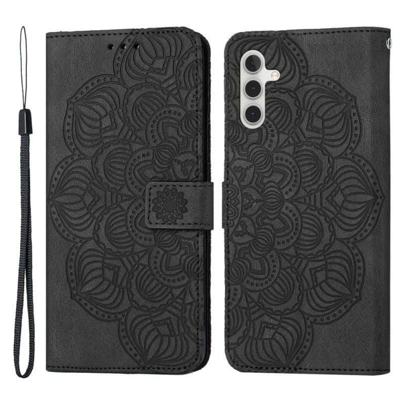 Lærdeksel Til Samsung Galaxy A54 5G Med Kjede Strappy Mandala Print