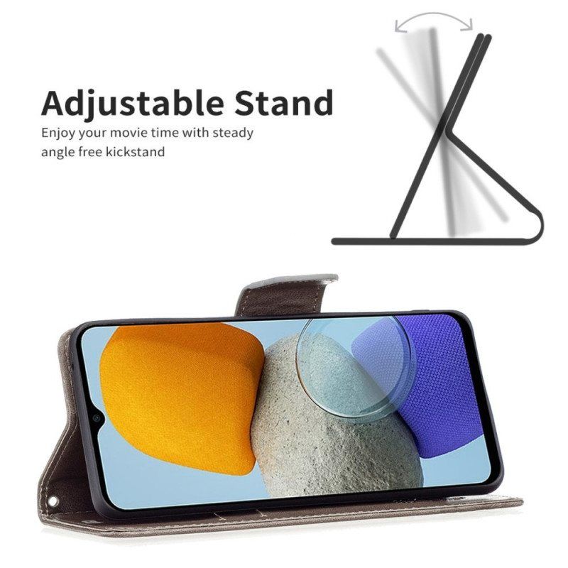 Lærdeksel Til Samsung Galaxy M23 5G Med Kjede Strappy Med Sommerfugler