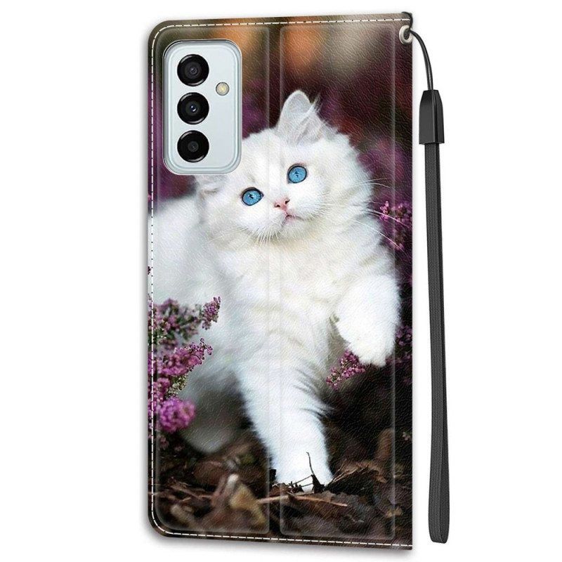 Lærdeksel Til Samsung Galaxy M23 5G Med Kjede Thong Cat Fan