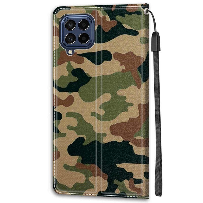 Lærdeksel Til Samsung Galaxy M53 5G Med Kjede Strappy Camo