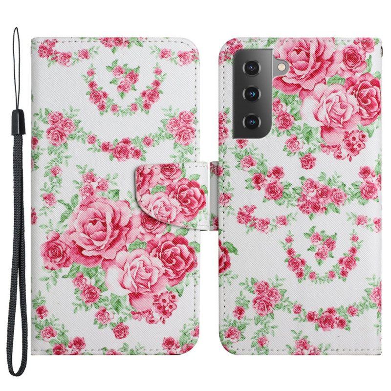 Lærdeksel Til Samsung Galaxy S22 Plus 5G Liberty Royal-blomster