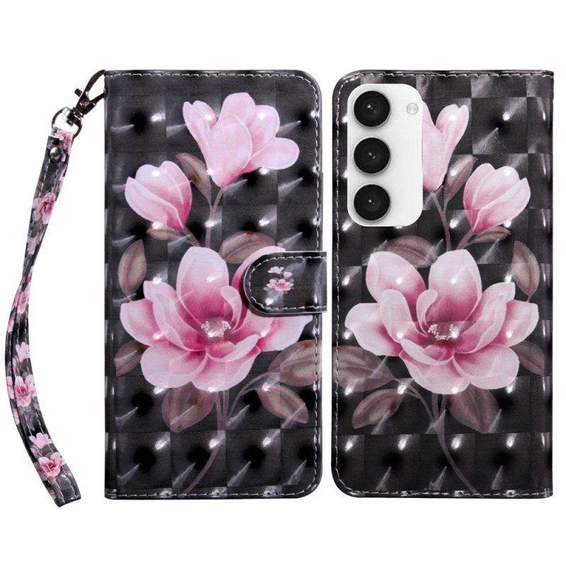 Lærdeksel Til Samsung Galaxy S23 5G Med Kjede Strappy Floral