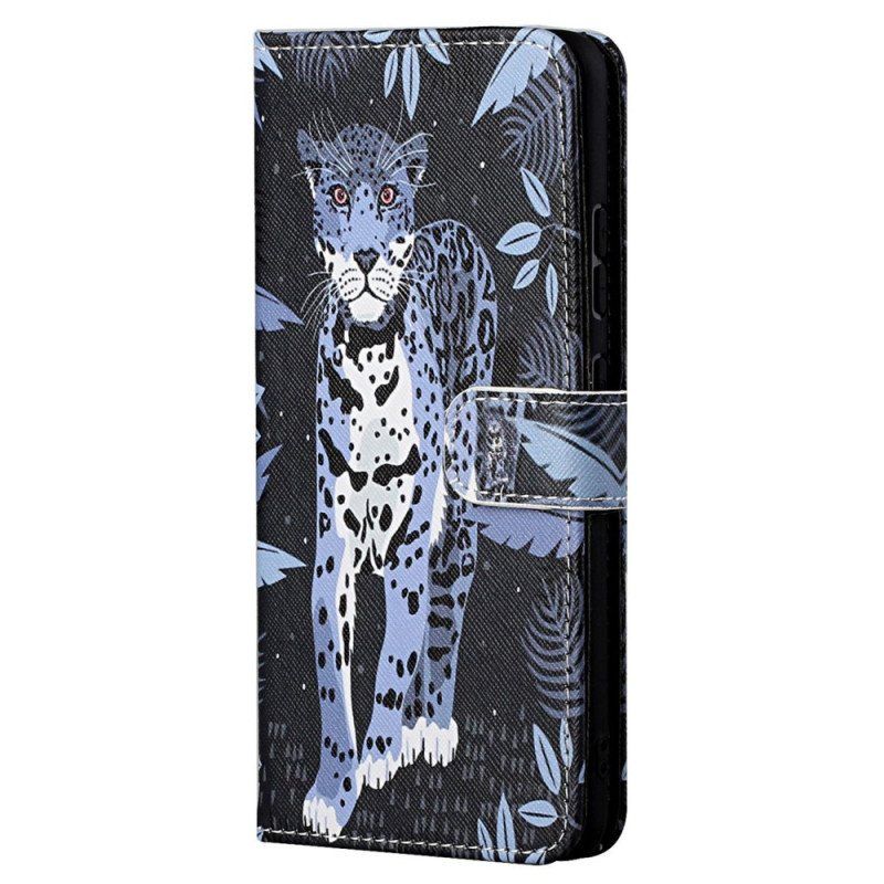 Lærdeksel Til Samsung Galaxy S23 5G Med Kjede Strappy Leopard