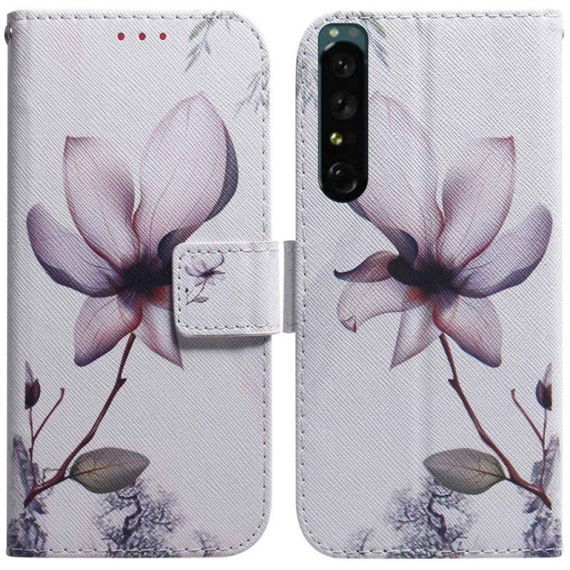 Lærdeksel Til Sony Xperia 1 IV Vintage Roseblomst